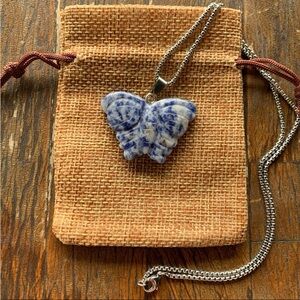 Sodalite Butterfly Necklace Sodalite Pendant Sodalite Necklace Gift For Mom